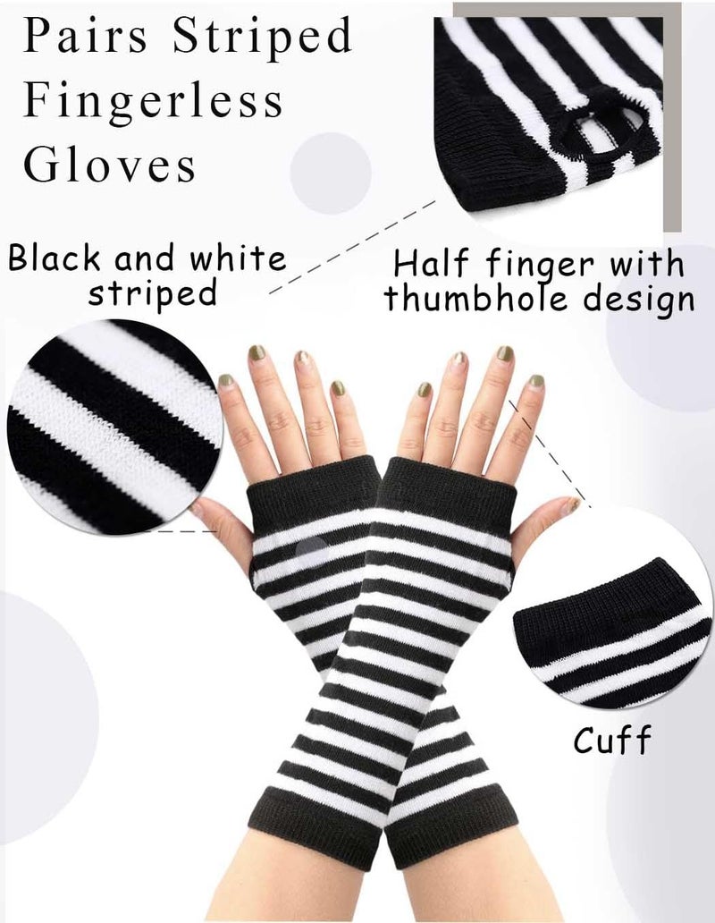 Urieo 2 Pairs Winter Arm Warmer Knit Long Fingerless Gloves Knitted Elbow Length Wrist Warmers with Thumb Hole for Women - Image 2